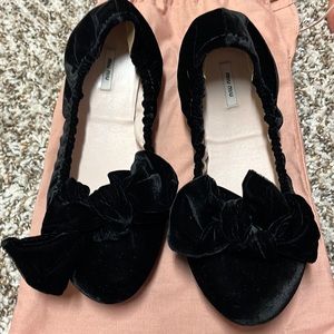 Miu Miu, black velvet, ballet flats, worn once